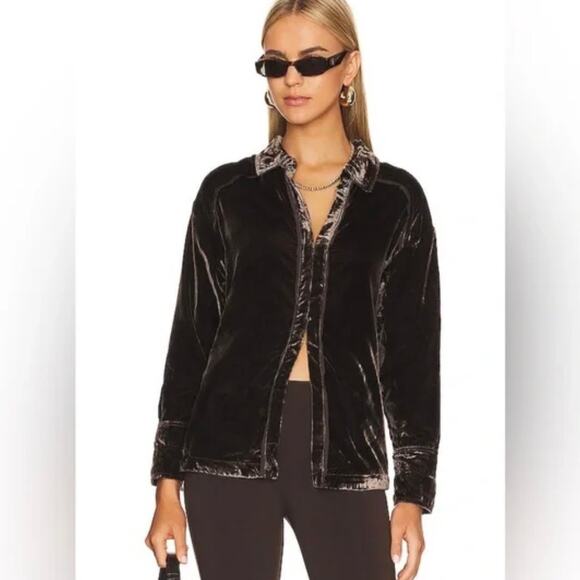 Free People We the Free Marianne Velvet Top in Midnight Brown Size Small - Picture 1 of 14